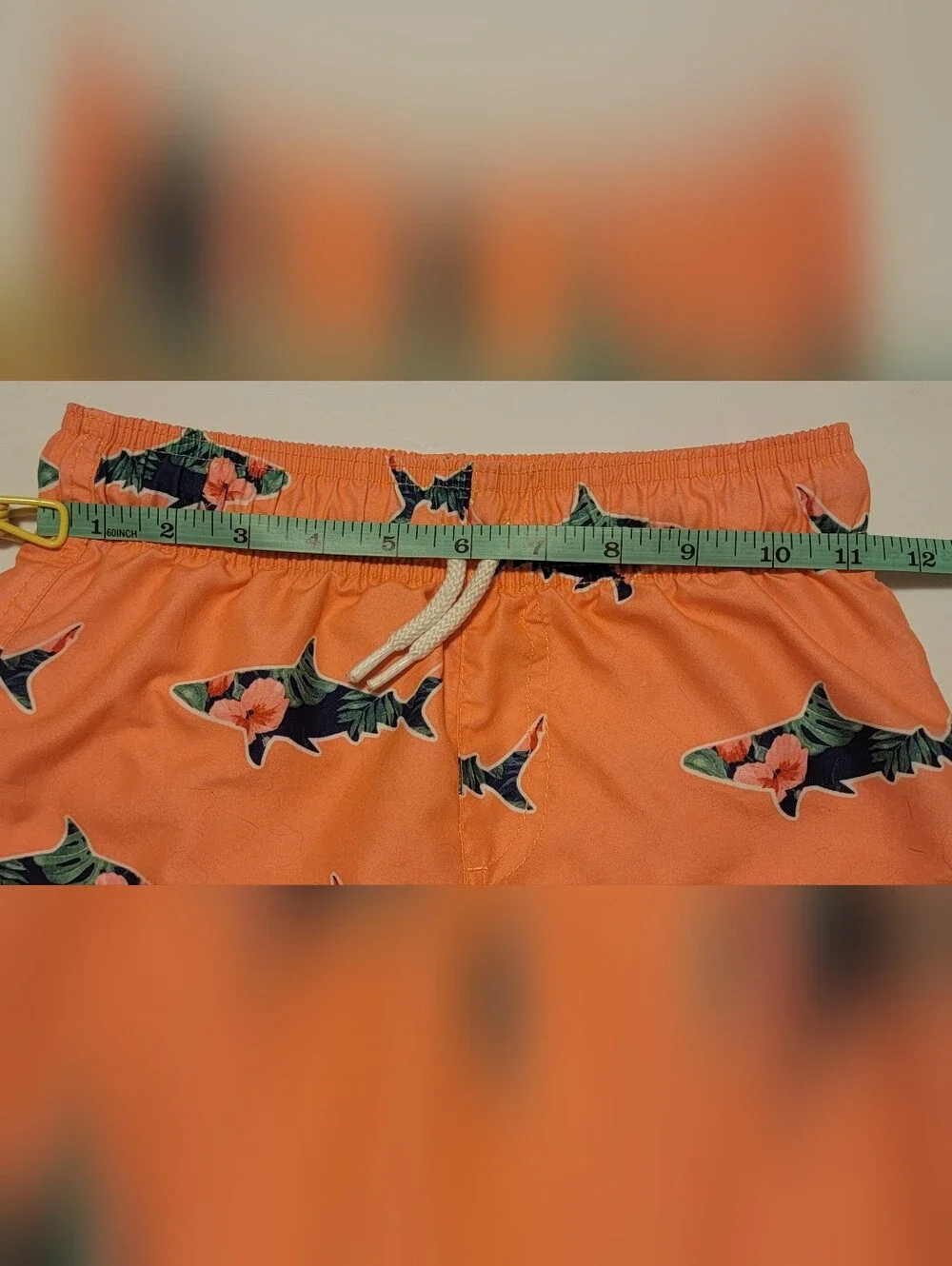 Place Sport Boys Coral Swim Trunks Shorts Tropical Floral Shark Design Sz 7/8